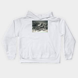 Canal and bridge in black and white Kids Hoodie